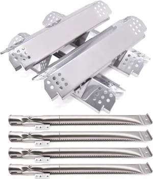 Adviace Replacement Parts for Nexgrill - 4 Pack Grill Burners and Heat Plates Shield for Home Depot Nexgrill 4 Burner 720-0830H, 720-0864, 720-0864M Gas Grills