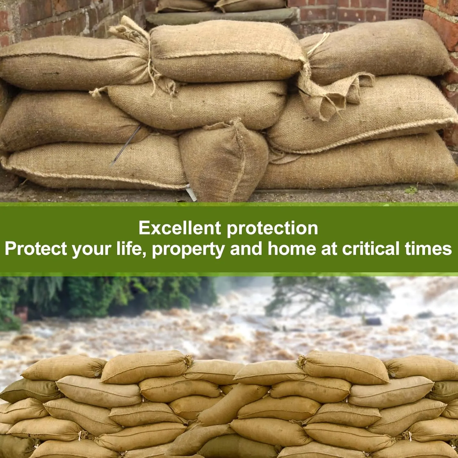 Agfabric Burlap Sand Bags with Tie Strings 1 Bag, 14" x 26" Burlap Sacks for Flooding and Erosion Control, Store Bags, Pack 1