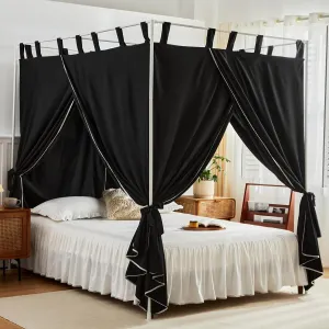 AIKASY Twin Size Canopy Bed Curtains - Windproof & Lightproof