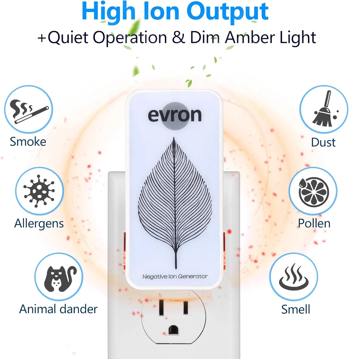 Air Ionizers for Home, Ultra-Thin Filterless Plug-In Negative Ion Generator, Foldable Plug & Dim Amber Light, 20M Ions/Sec, Up to 400 sq ft Coverage (6, White)