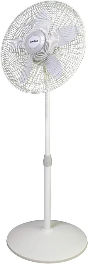 Air King 9119 18-Inch 3-Speed Commercial Grade Adjustable Oscillating Pedestal Fan, 1/20-Horsepower, White