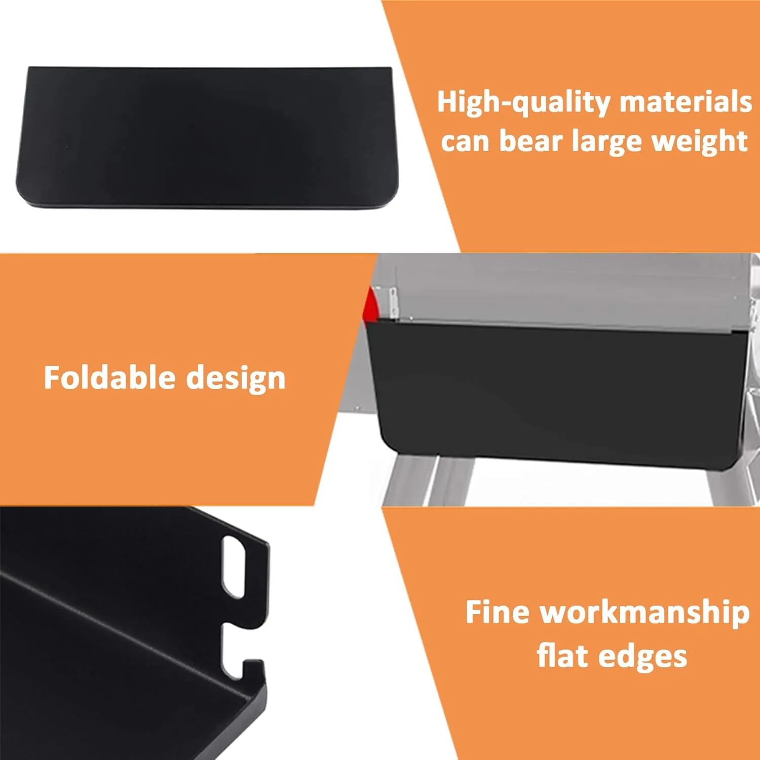 AJinTeby Folding Front Shelf with Bracket Fits for Traeger 34 Series Pellet Grills and Traeger Lil' Tex | Black Porcelain Steel (BAC363)