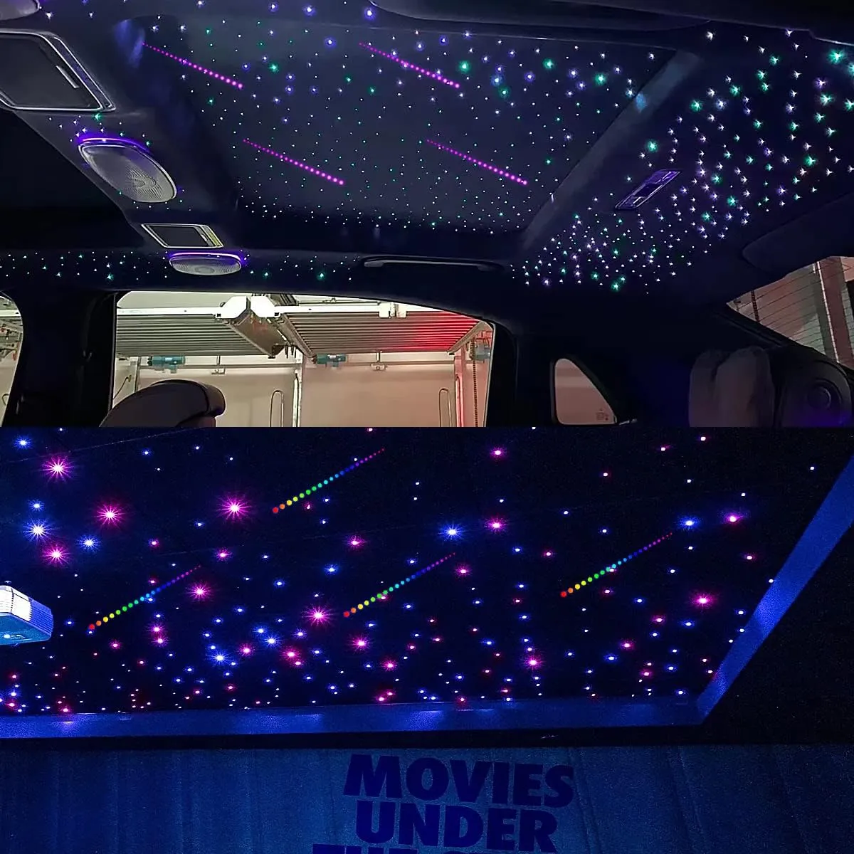AKEPO 20W RGBW Twinkle Dual-Head Different Color APP Fiber Optic Lights, Colorful Meteor Light Kit 900pcs 0.03in 9.8ft Optical Fiber Star Ceiling Light Kit for Car Headliner Star/Home