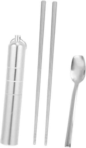 Alipis Stainless Steel Chopstick Set Bento Silverware Set Reusable Cutlery Case Concise Style Tableware Compact Chopsticks Organizer