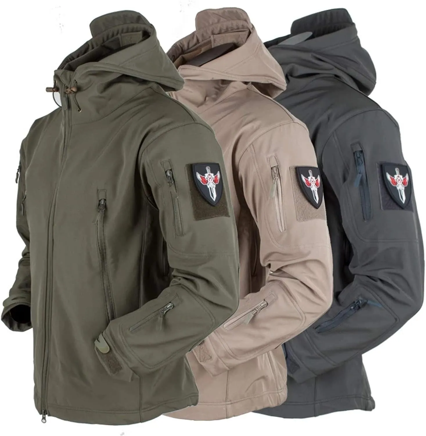 All-Weather Military-Grade Tactical Jacket,Men's Hooded Tactical Jacket Water Resistant Soft Shell Snow Ski Coats