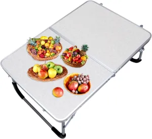Aluminium Alloy Folding Table BBQ Desk for Camping Hiking and Outdoor Activities Easy Setup Compact Design and Portable White with Pattern