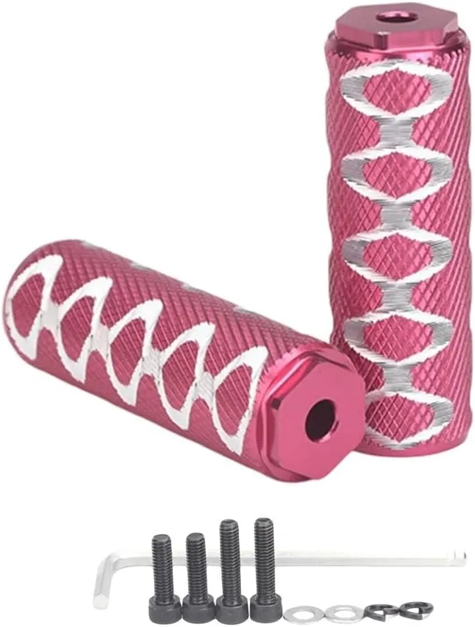 Aluminum Alloy Folding Bike Pegs For Mountain Bikes, Aluminum Alloy Anti-Skid Bike Pegs, For Load 200 Kilograms(pink)