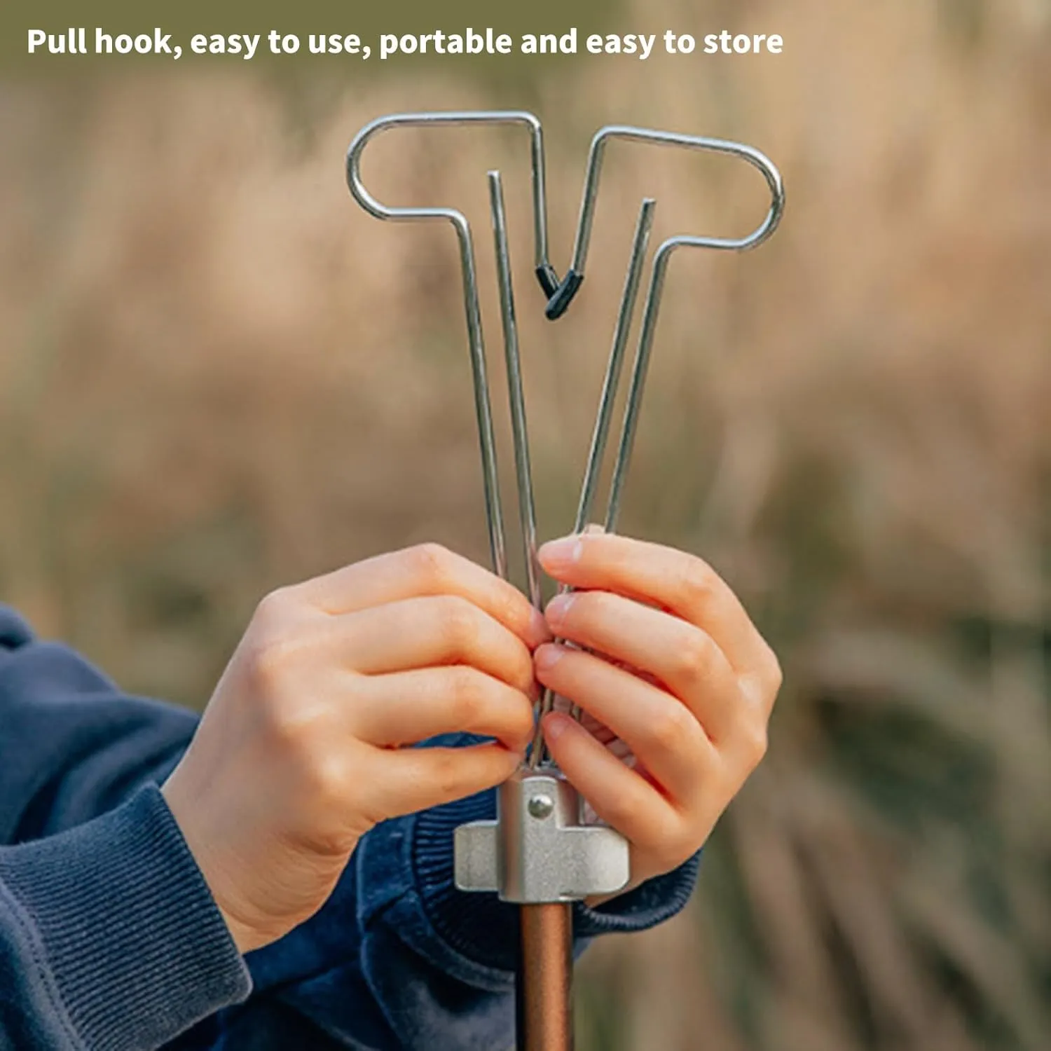 Aluminum Camping Lamp Stand Outdoor Lamp Rod Post Hanging Tent Light Holder Rack Light Hook Stand for Camping Traveling