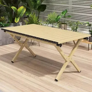 Aluminum Folding Camping Table, Portable Camping Folding Chairs and Tables Set, with Carrying Bag Camp Table, Outdoor Folding Roll up Aluminum Table