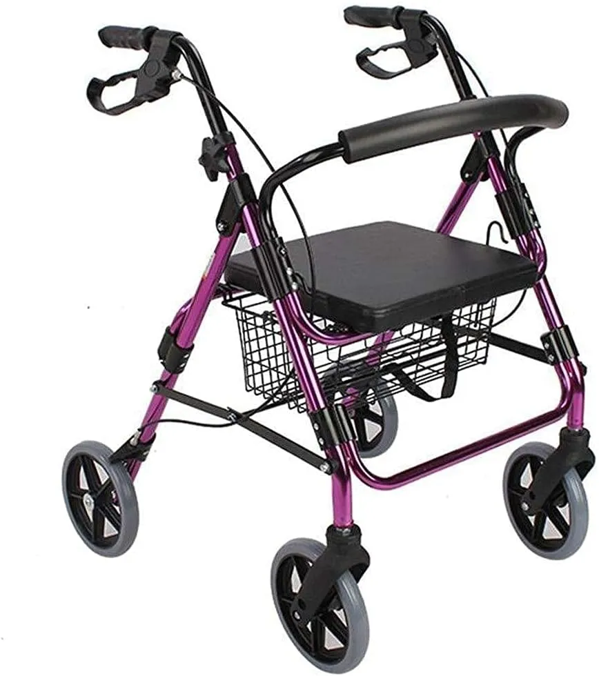 Aluminum Mobility Walking Aid 丨Lightweight Folding Walking Frame 丨Double Brake with Seat and Bag丨 Height Adjustable Elderly Elderly Lofty Ambition