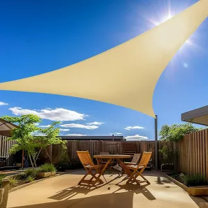 Amagenix Triangle Sun Shade Sail 15'X23'X23' Beige 185GSM UV Blocking Canopy Cover for Garden Permeable Sunshade for Backyard (We Make Custom Size)