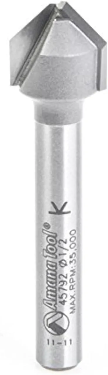 Amana Tool - 45792 Carbide Tipped Double Edge Folding V-Groove 90 Deg x 0.090" Tip Wid