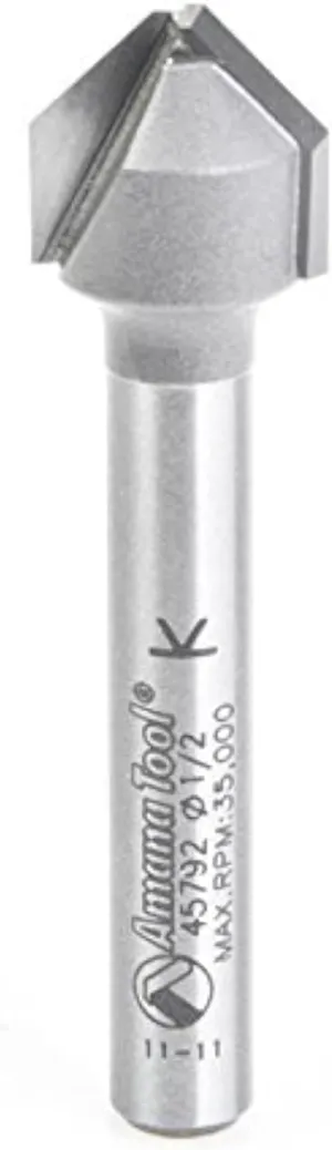 Amana Tool - 45792 Carbide Tipped Double Edge Folding V-Groove 90 Deg x 0.090" Tip Wid
