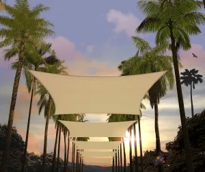 Amgo 14'x14' Beige Square Sun Shade Sail Canopy Awning, UPF50  AGTAPS14, 95% UV Blockage, Water & Air Permeable, Commercial and Residential, 3 Years Warranty (We Make Custom Size)