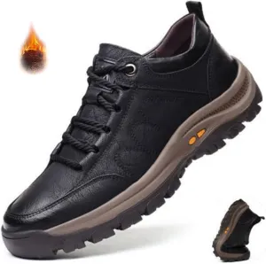 AngryMonkey Men Hiking Shoes Arch Support Anti-Fatigue Anti Slip Shock-Absorbing Outdoor Snow Warm Running Boots,Large Sizes 6 to 13 (Black&Cotton,7,Men,7)