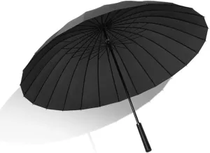ANIIC Umbrella Golf Umbrella Large Automatic Open Canopy Vented Umbrella Windproof Waterproof Stick Umbrella for Rain and Sun (Color : Black)