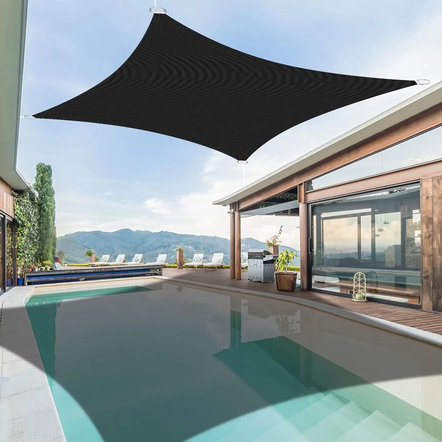 Ankuka Waterproof Sun Shade Sails Canopy Awning Shelter, UV Blockage Backyard Patio Garden Carport(13'x16.5', Black)