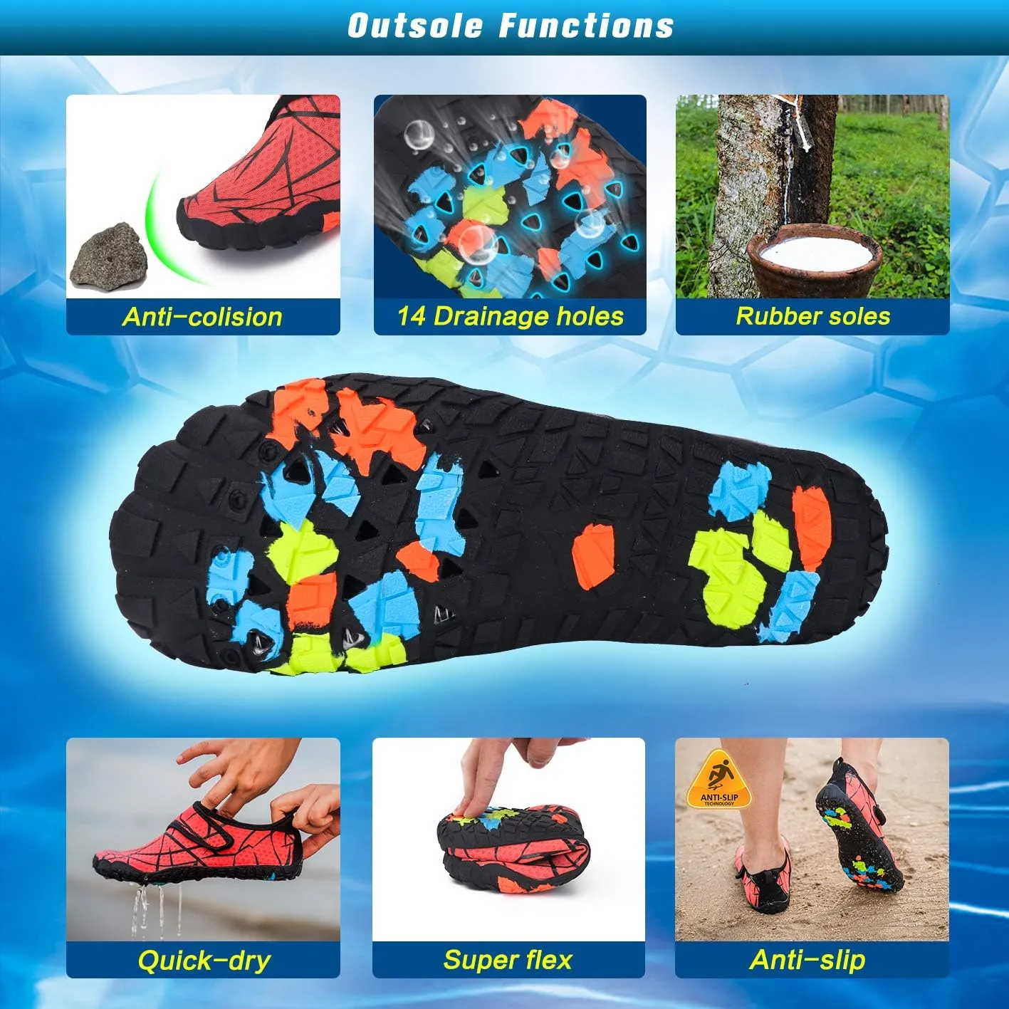 Ansbowey Water Shoes Mens Womens Quick-Dry Lightweight Barefoot Athletic Shoes for Beach Walking, Stream Trekking, Swimming Pool, Snorkeling, Driving, Jogging, Boating