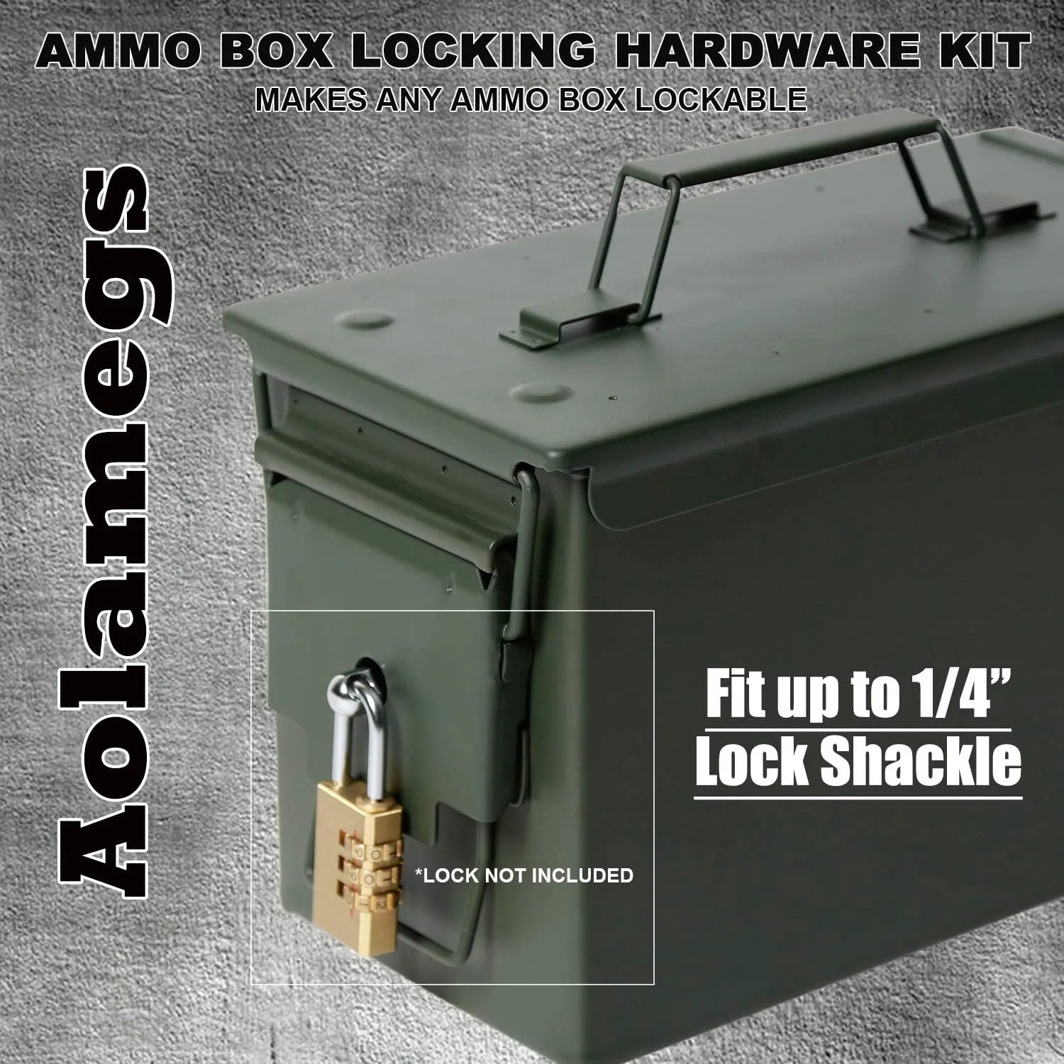 Aolamegs Ammo Box Can Lock Hardware Kit .50 Cal, Fat 50,l 30 Cal, 20 mm, 40 mm