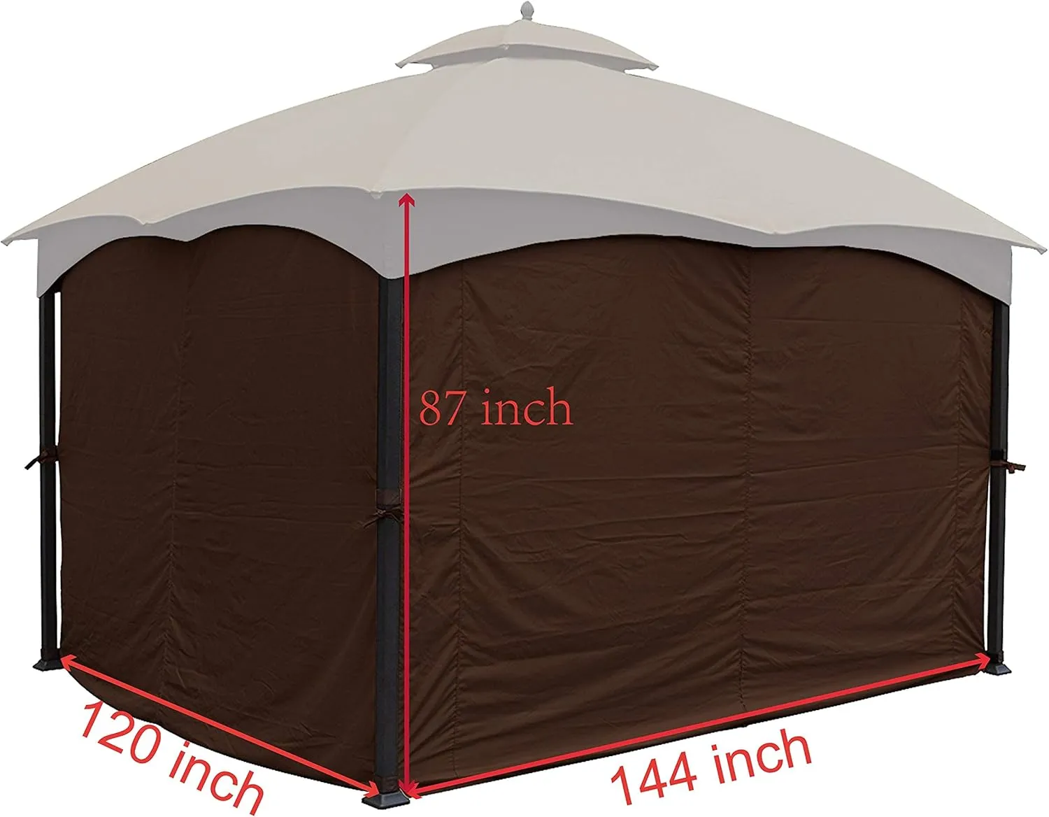 APEX GARDEN Four-Side Privacy Curtain Set for 10-Ft x 12-Ft Gazebo (Brown)