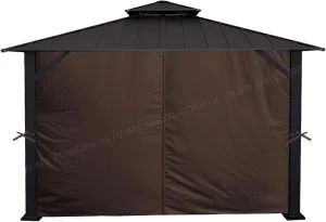 APEX GARDEN Four-Side Privacy Curtain Set for 10-Ft x 12-Ft Gazebo (Brown)
