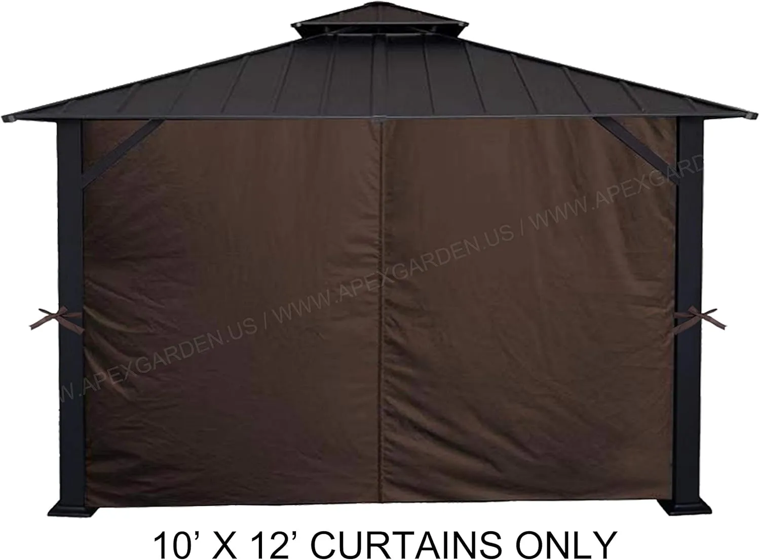 APEX GARDEN Four-Side Privacy Curtain Set for 10-Ft x 12-Ft Gazebo (Brown)