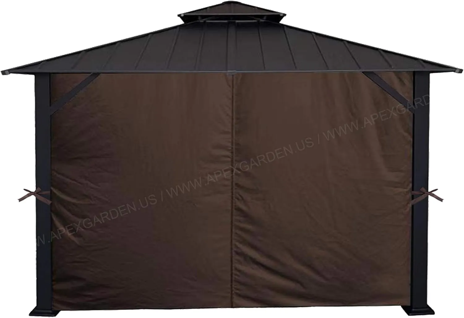 APEX GARDEN Four-Side Privacy Curtain Set for 10-Ft x 12-Ft Gazebo (Brown)