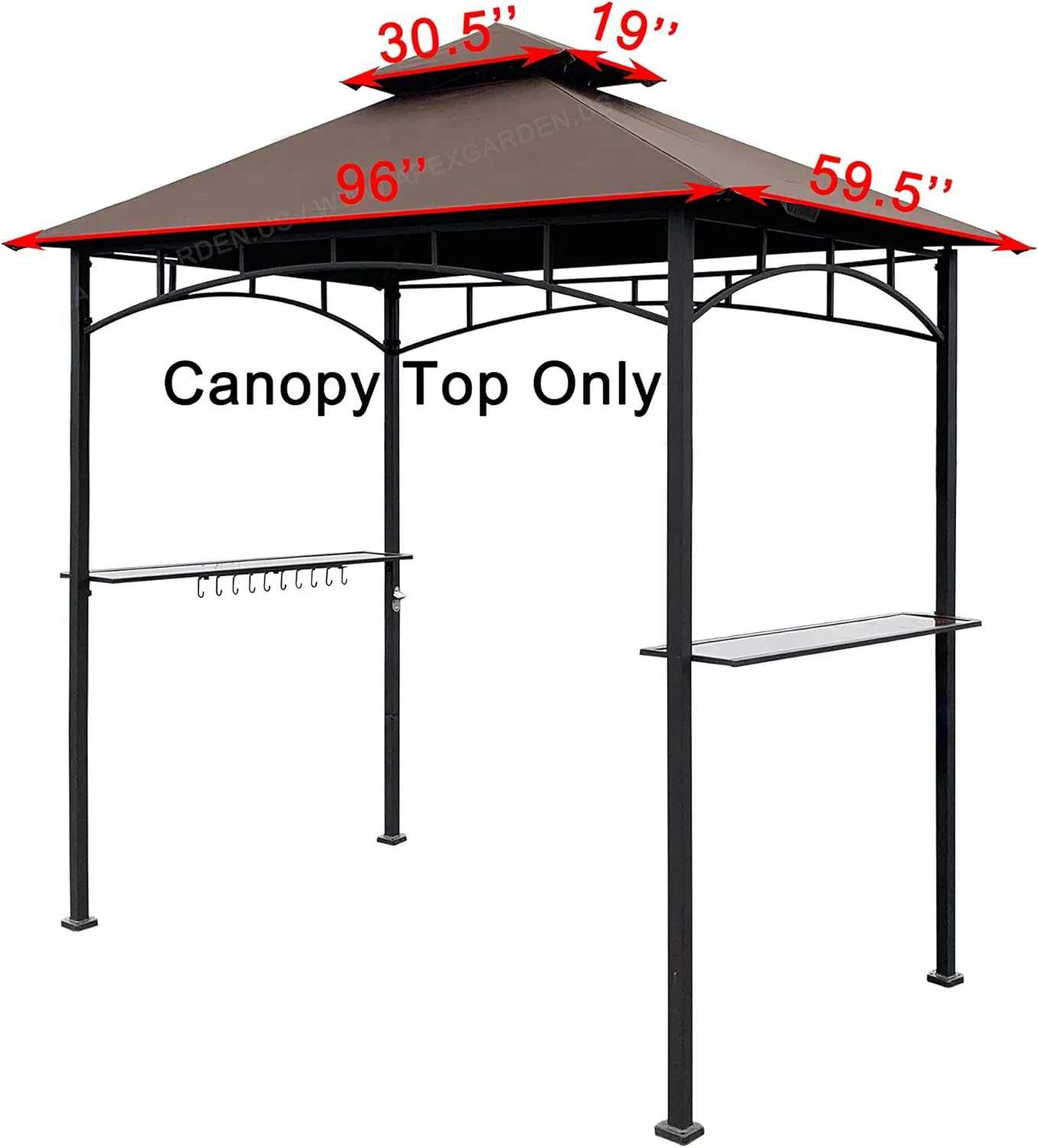 APEX GARDEN Replacement Canopy Top CAN ONLY FIT for Model #L-GG001PST-F 5' X 8' Brown Double Tiered Canopy Grill BBQ Gazebo (Top Only) (Brown)