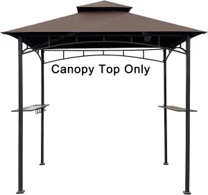 APEX GARDEN Replacement Canopy Top CAN ONLY FIT for Model #L-GG001PST-F 5' X 8' Brown Double Tiered Canopy Grill BBQ Gazebo (Top Only) (Brown)