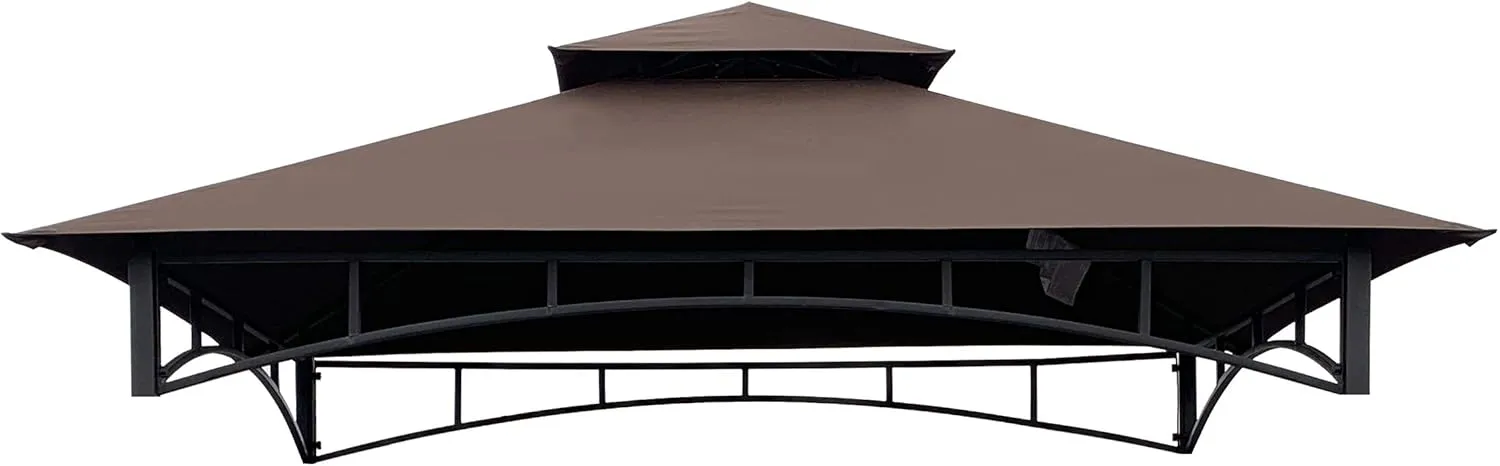 APEX GARDEN Replacement Canopy Top CAN ONLY FIT for Model #L-GG001PST-F 5' X 8' Brown Double Tiered Canopy Grill BBQ Gazebo (Top Only) (Brown)