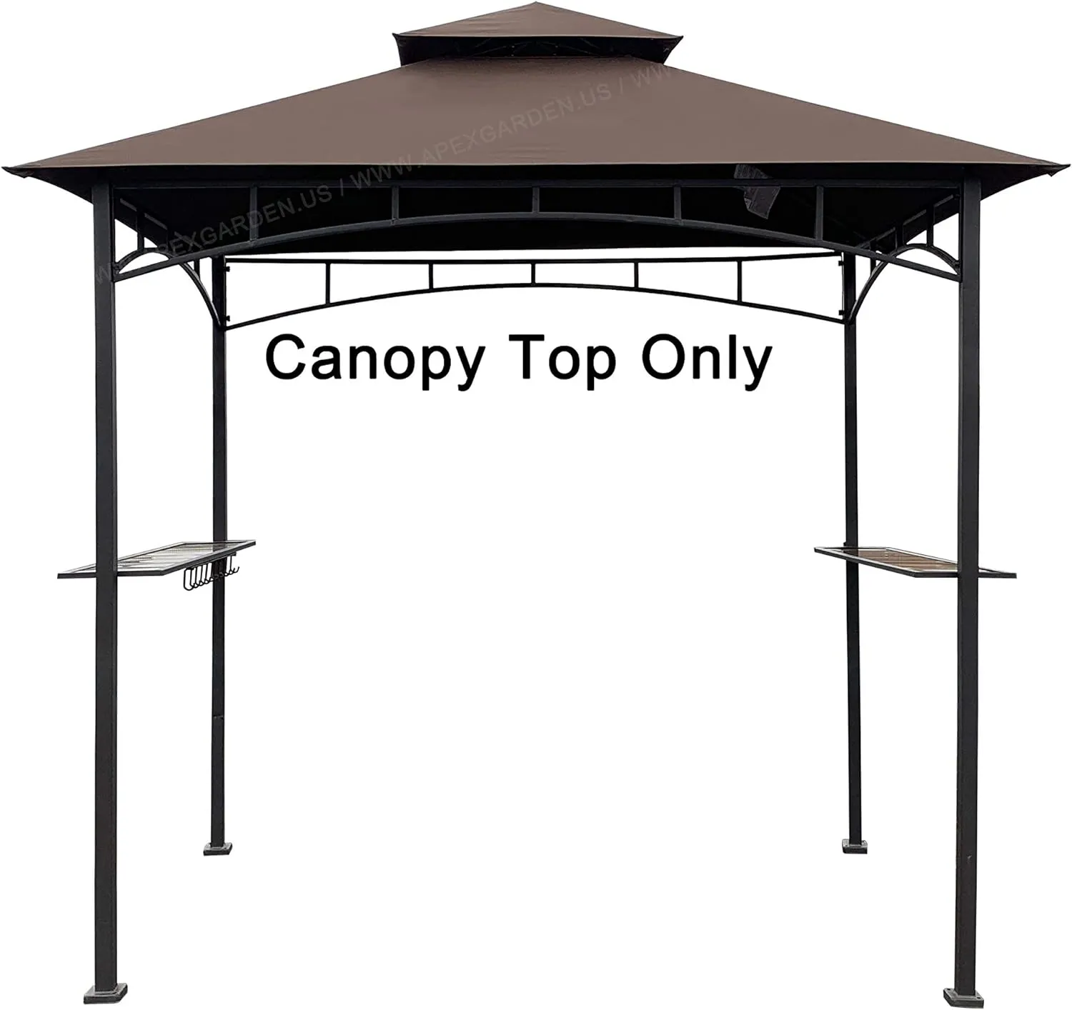APEX GARDEN Replacement Canopy Top CAN ONLY FIT for Model #L-GG001PST-F 5' X 8' Brown Double Tiered Canopy Grill BBQ Gazebo (Top Only) (Brown)