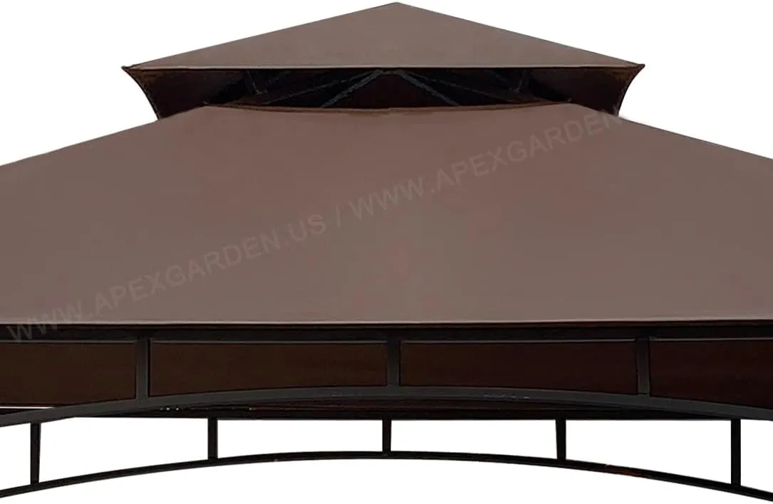 APEX GARDEN Replacement Canopy Top for Model #L-GG034PST, HD Hampton Bay Heathermoore Outdoor Patio 8 ft. x 5 ft. Grill Gazebo (Top Only) (Brown)