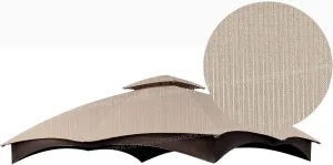 APEX GARDEN Ripstop Canopy Roof Top for The Lowe's Allen Roth 10-ft x 12-ft Gazebo #GF-12S004BTO / GF-12S004B-1 (Ripstop, Beige)