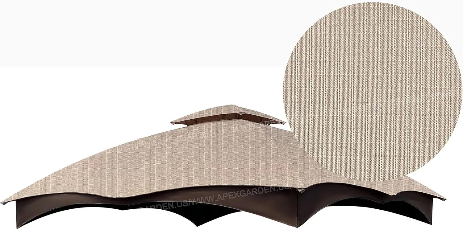 APEX GARDEN Ripstop Canopy Roof Top for The Lowe's Allen Roth 10-ft x 12-ft Gazebo #GF-12S004BTO / GF-12S004B-1 (Ripstop, Beige)
