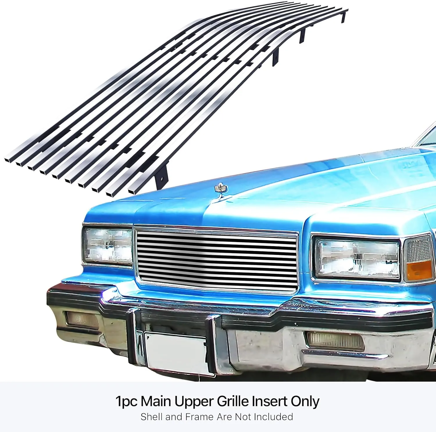 APS Compatible with Chevy Caprice 1986-1990 Main Upper Stainless Steel SS Chrome Billet Front Grill Grille Insert C86004A