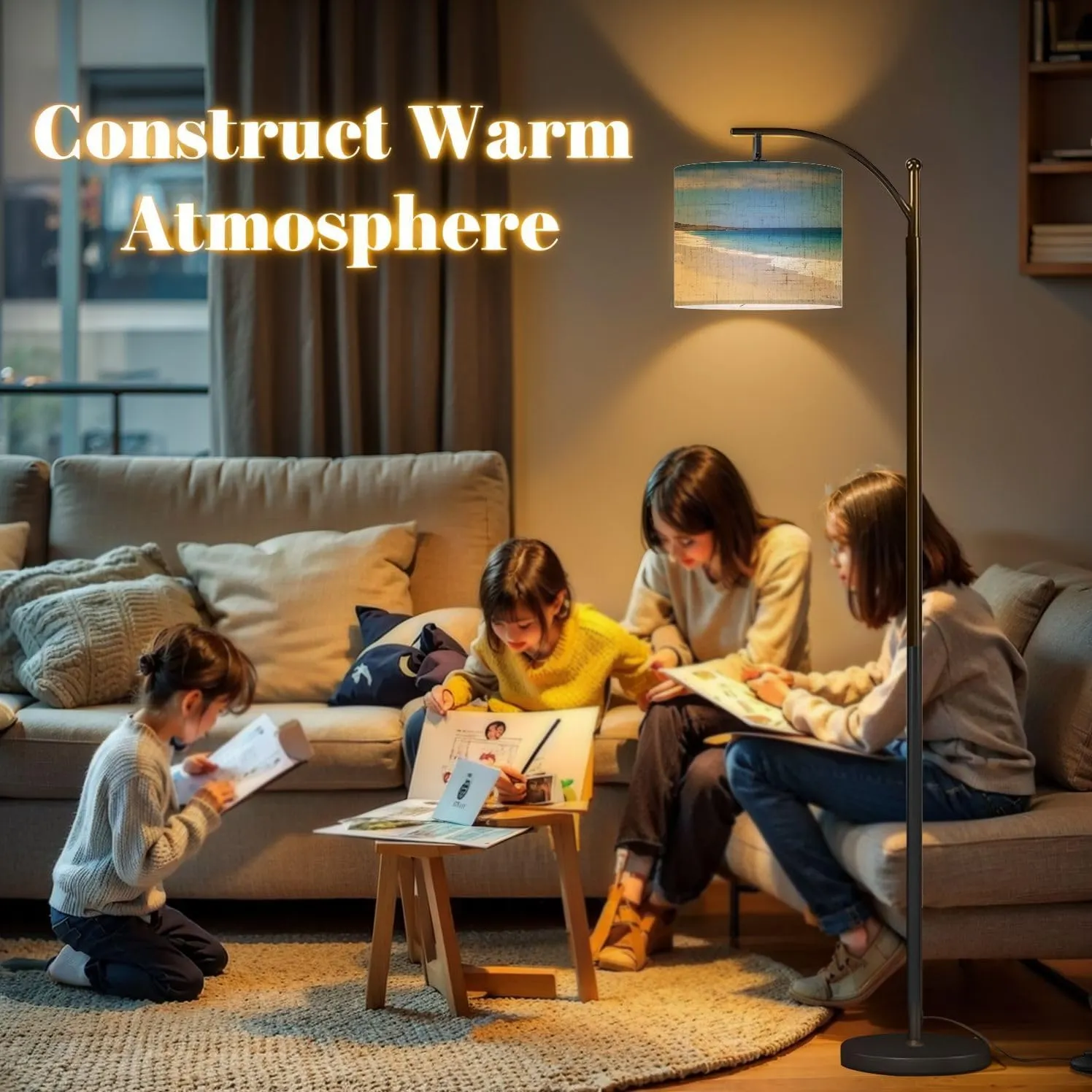 Arc Floor Lamps Paradise Modern LED Adjustable Lampshade Standing Light for Living Room Reading Bedroom Office