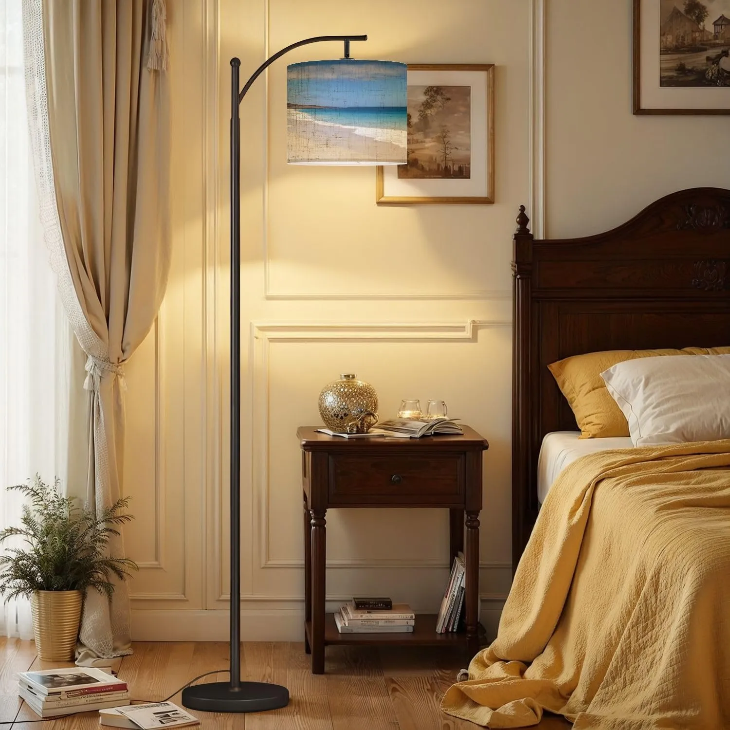 Arc Floor Lamps Paradise Modern LED Adjustable Lampshade Standing Light for Living Room Reading Bedroom Office
