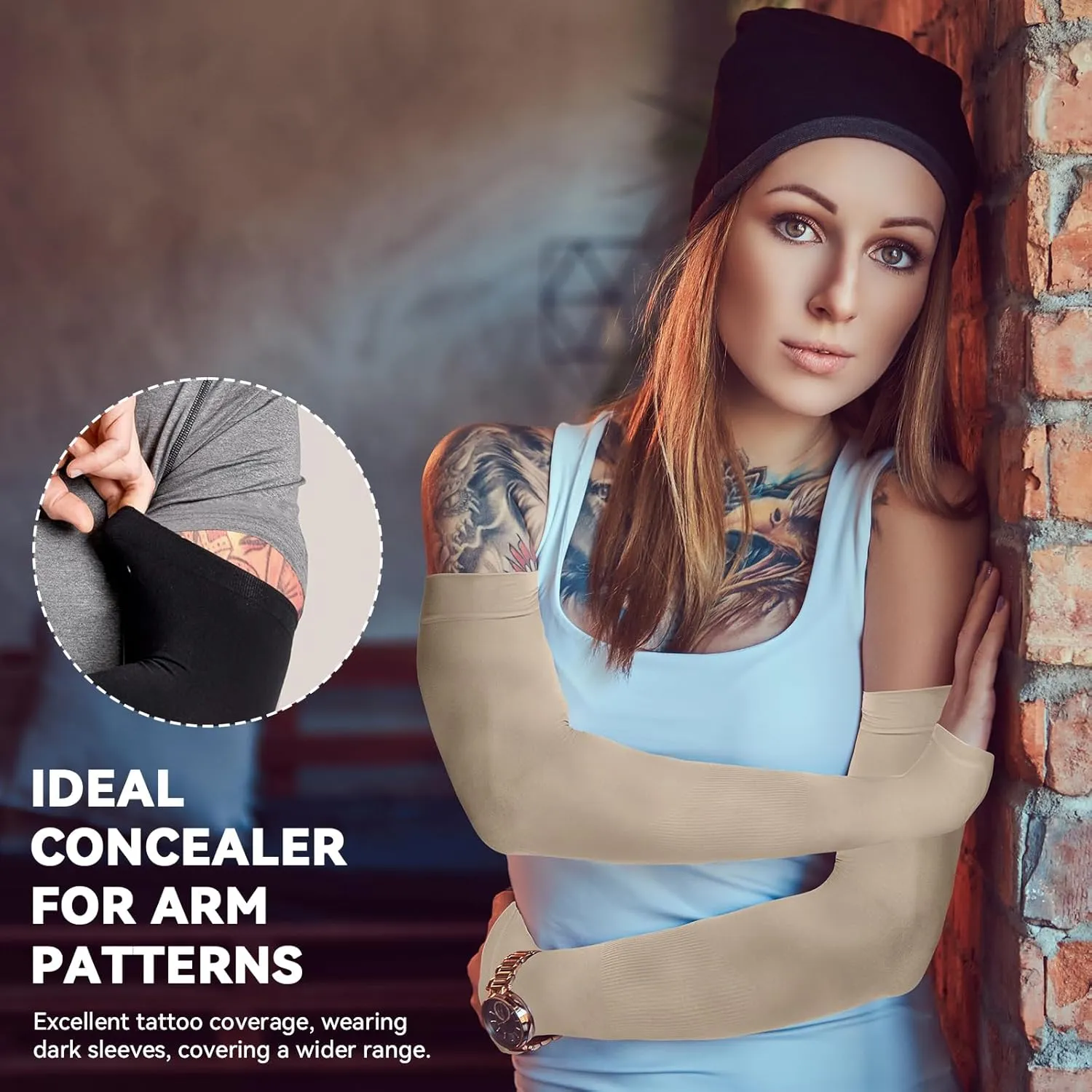 Arm Sleeves for Women Men, Cooling UV Protection Sun Sleeves to Cover Arms UPF 50 , Compression Arm Sleeves for Outdoor