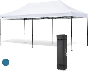 ARROWHEAD OUTDOOR 10’x20’ Heavy-Duty, Pop-Up Canopy & Instant Shelter, Easy One Person Setup, Water UV Resistant 300D Fabric, Wheeled Carry Bag, Guide Ropes Stakes Included, White (KGS0395U)