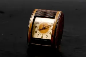 Art deco Westclox "Wind-Up" Travel Alarm Clock