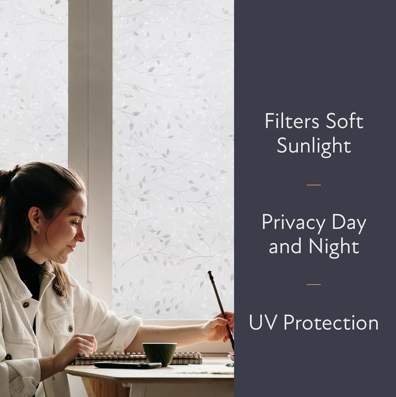 Artscape Canopy | Decorative Privacy Window Film with Textured Glass Pattern | Non-Adhesive & UV Protection | Easy to Apply & Removable | 36 x 72 Inches | Made in USA