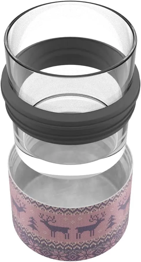 asobu Whiskey Glass with Insulated Stainless Steel Sleeve, 10.5 ounces (Pink Sweater)