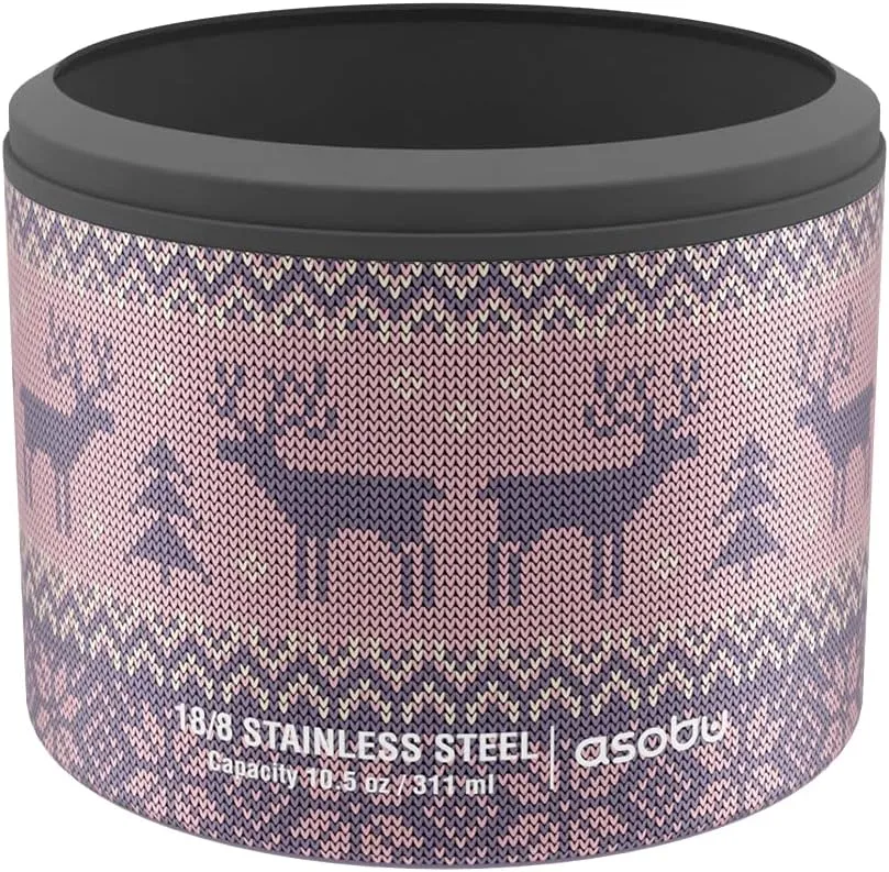 asobu Whiskey Glass with Insulated Stainless Steel Sleeve, 10.5 ounces (Pink Sweater)