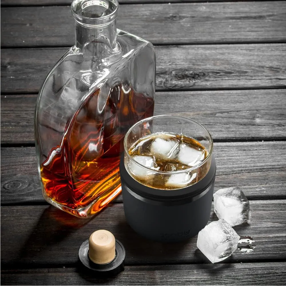 asobu Whiskey Glass with Insulated Stainless Steel Sleeve, 10.5 ounces (Smoke)