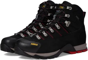 ASOLO Men's FUGITIVE GTX Water-Resistant Breathable Suede Nylon Trekking Low Ankle Hiking Boots | Toe Rubber Cap, Black/Red, 12 Wide