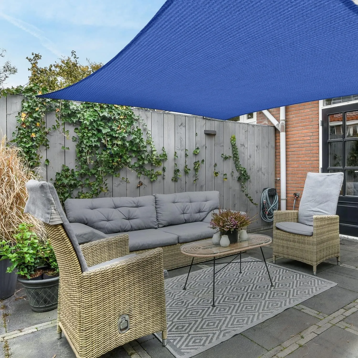 AsterOutdoor Sun Shade Sail Rectangle 16' x 20' UV Block Canopy for Patio Backyard Lawn Garden Outdoor Activities, Blue