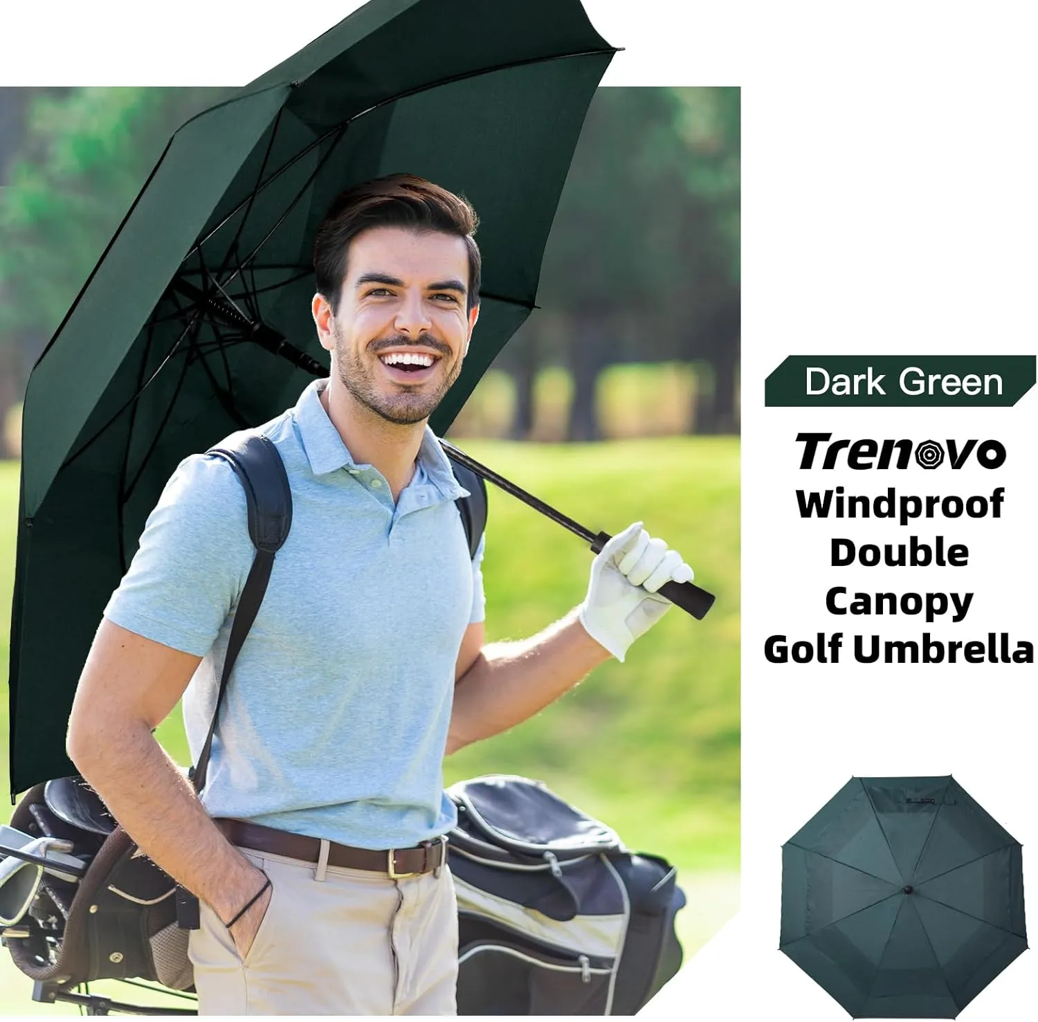 Auto Open Golf Umbrellas 62/68/72 Inch Extra Large Oversize for Business & Home, Ventilated Double Canopy Windproof Waterproof Stick Umbrella for Rain & strong wind