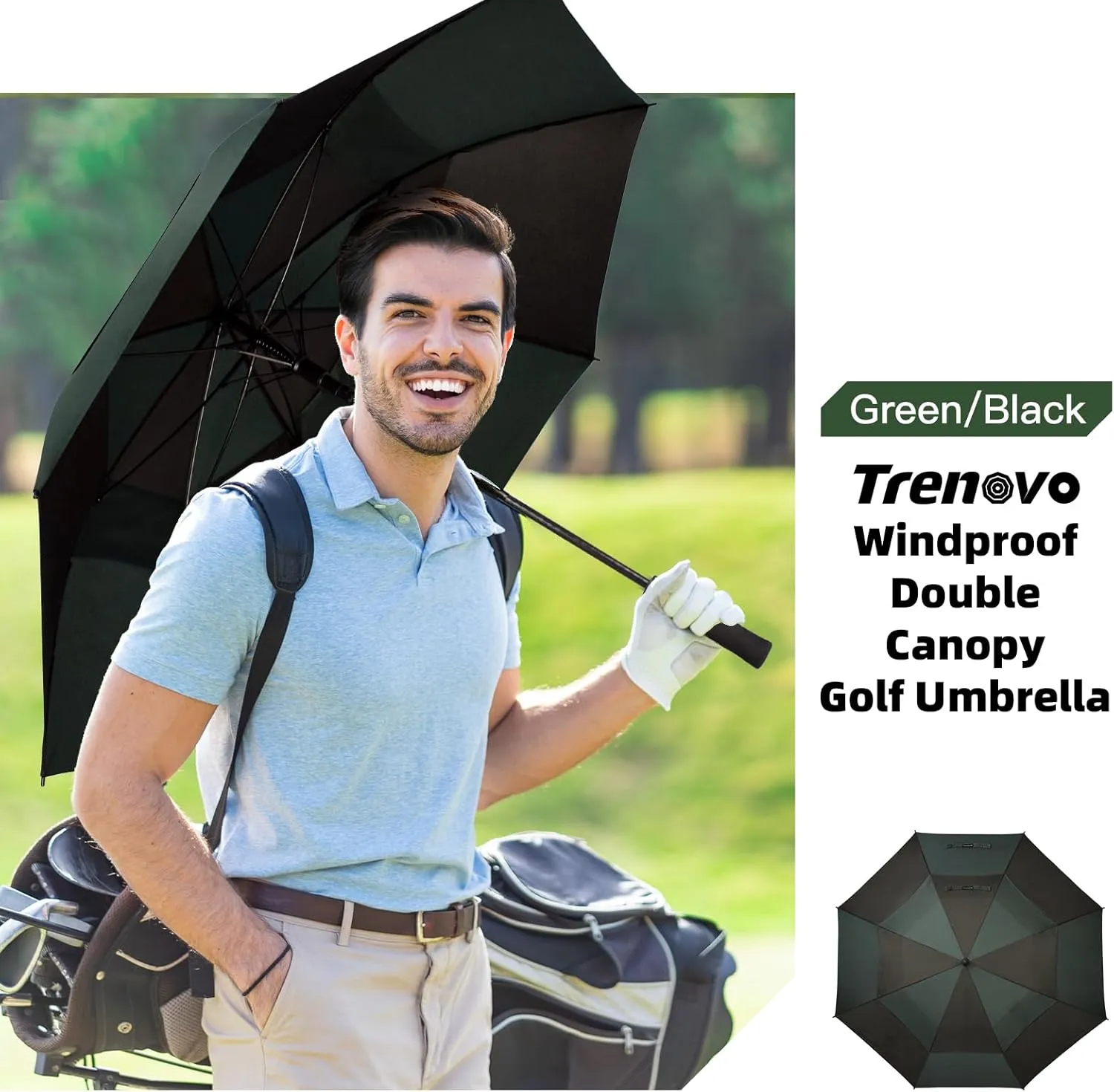 Auto Open Golf Umbrellas 62/68/72 Inch Extra Large Oversize for Business & Home, Ventilated Double Canopy Windproof Waterproof Stick Umbrella for Rain & strong wind