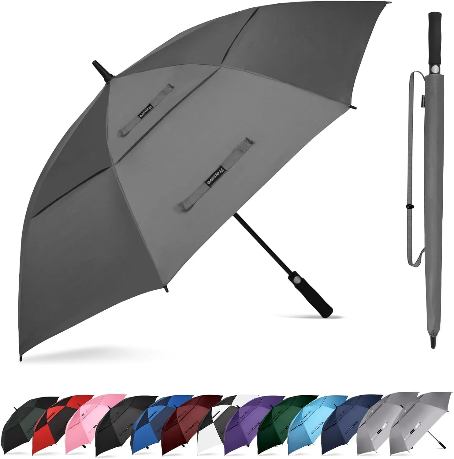 Auto Open Golf Umbrellas 62/68/72 Inch Extra Large Oversize for Business & Home, Ventilated Double Canopy Windproof Waterproof Stick Umbrella for Rain & strong wind