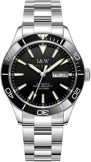 Automatic Watches for Men Synthetic Sapphire Crystal Mechanical Diving Watch (Black)